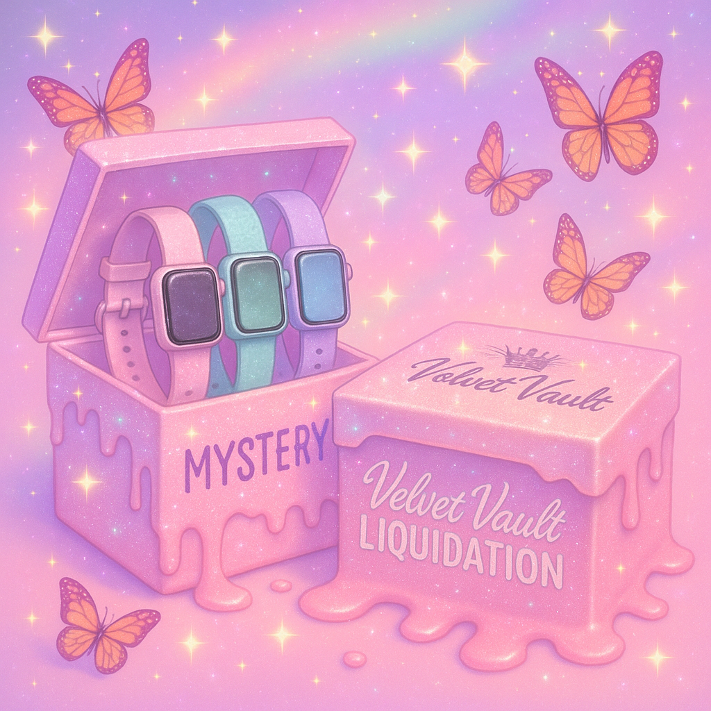 Velvet Vault Liquidation Mystery Box Brand Name Women’s Smart Watch Bands x10 Pieces Bundle Set Lot Liquidation with pastel colors and butterflies