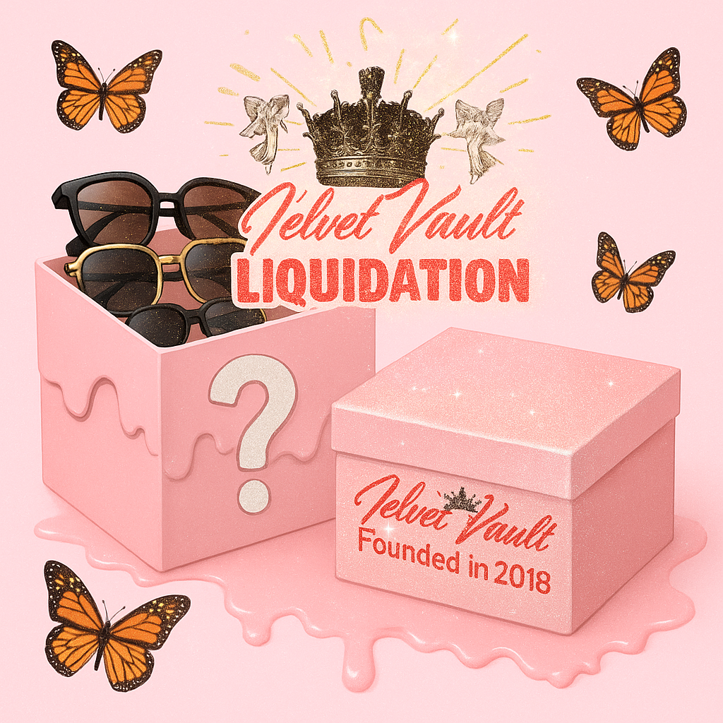 Brand Name Luxury Designer Logo Sunglasses Liquidation Bundle Deals and Mystery Boxes with pink gift boxes and stylish sunglasses