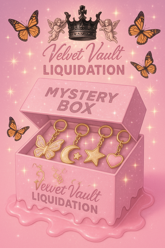 Velvet Vault Liquidation Mystery Box Brand Name Women’s Bag Tags & Keychains x8 Pieces Bundle Set Lot Liquidation with gold butterfly moon star heart charms