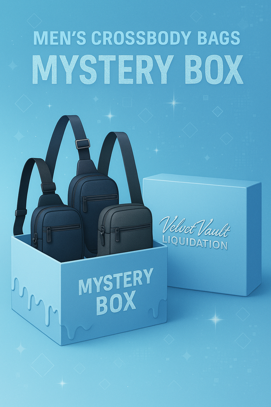 Velvet Vault Liquidation Mystery Box Brand Name Men’s Luxury Designer Crossbody Bags x3 Pieces Set Bundle Set Lot Liquidation with three black crossbody bags