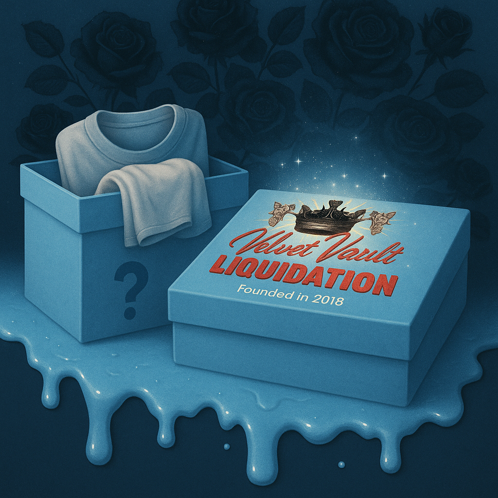 Velvet Vault Liquidation Mystery Box Brand Name Men’s Shirts x3 Bundle Set Lot M-XL neatly folded in a blue branded box