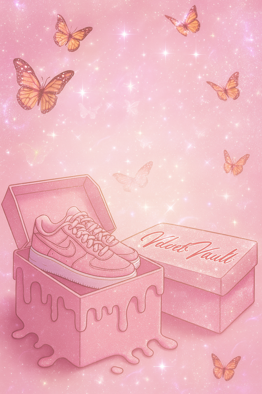 Velvet Vault Liquidation Mystery Box Brand Name Women’s Sneakers x3 Pairs Bundle Set Lot Liquidation with pink sneakers and butterflies