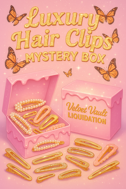 Velvet Vault Liquidation Mystery Box Brand Name Women’s Luxury Designer Hair-clips x10 Pieces Set Bundle Set Lot Liquidation with gold and pearl hair clips