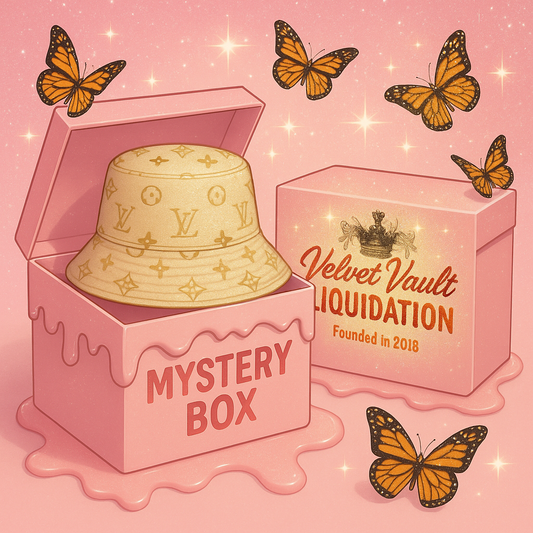 Velvet Vault Liquidation Mystery Box Brand Name Women’s Luxury Designer Bucket Hats x5 Pieces Set Bundle Set Lot Liquidation with butterfly design