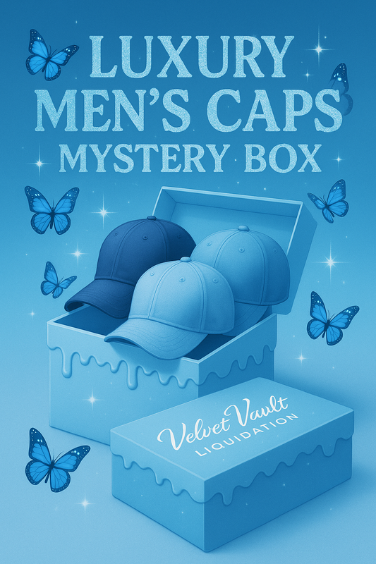 Velvet Vault Liquidation Mystery Box Brand Name Men’s Luxury Designer Baseball Caps Hats x5 Pieces Set Bundle Set Lot Liquidation with blue caps and butterflies