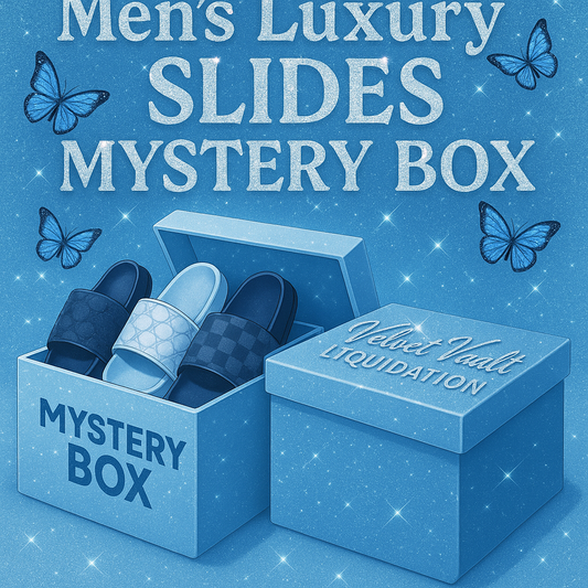 Velvet Vault Liquidation Mystery Box Brand Name Men’s Luxury Designer Logo Slides Shoes x3 Pairs Set Bundle Set Lot Liquidation