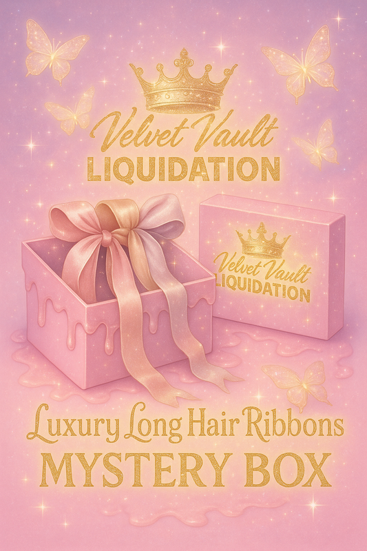 Velvet Vault Liquidation Mystery Box Brand Name Women’s Luxury Designer Hair Ribbon x5 Pieces Set Bundle Set Lot Liquidation with pink gift box and ribbons