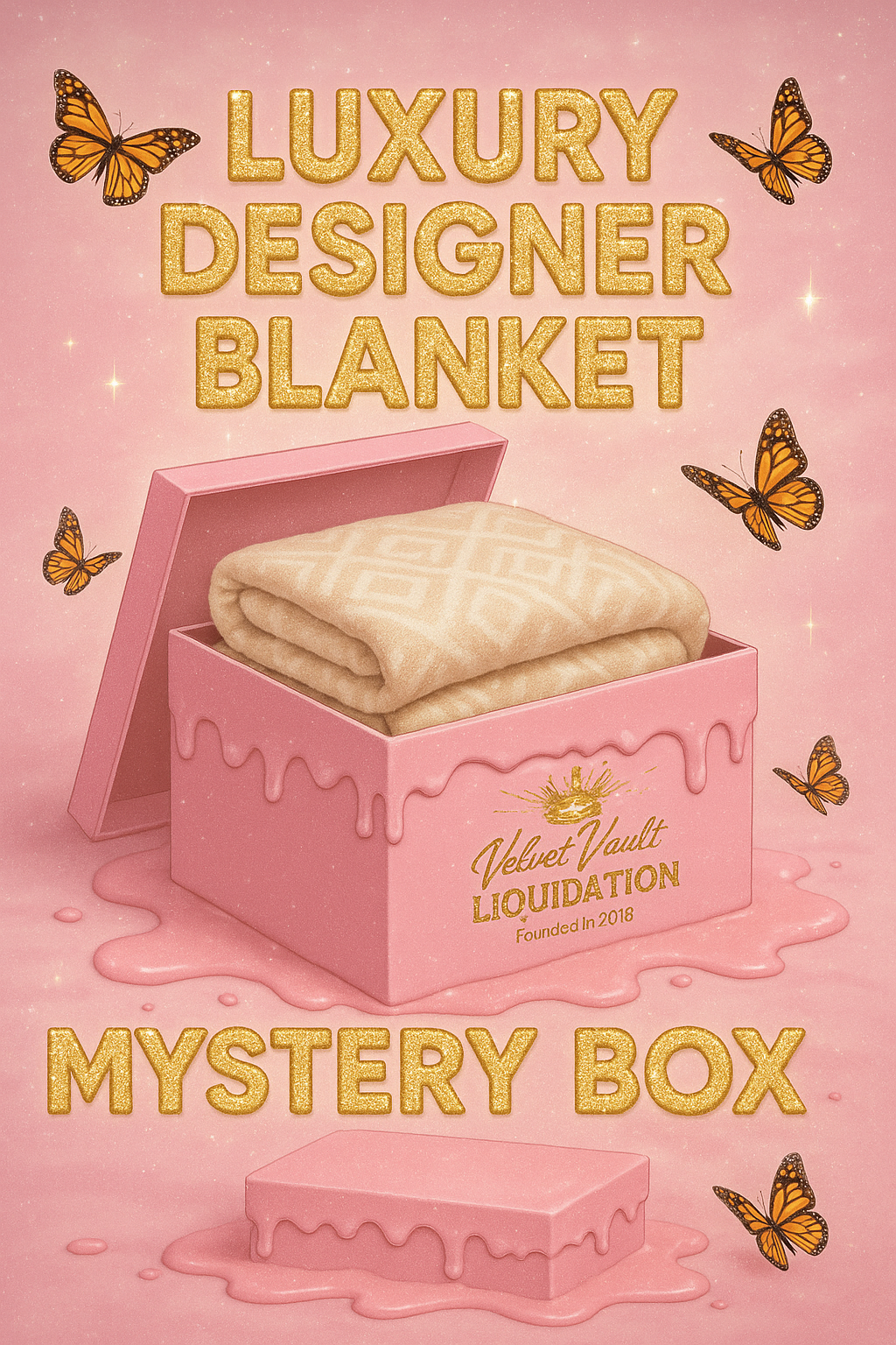Velvet Vault Liquidation Mystery Box Brand Name Women’s Luxury Designer Summer Blankets x5 Pieces Bundle Set Lot Liquidation in pink box