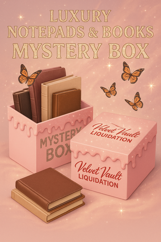 Velvet Vault Liquidation Mystery Box Brand Name Women’s Luxury Designer Blank Notebook Notepads x4 Pieces Set Bundle Set Lot Liquidation with pink box and brown notebooks